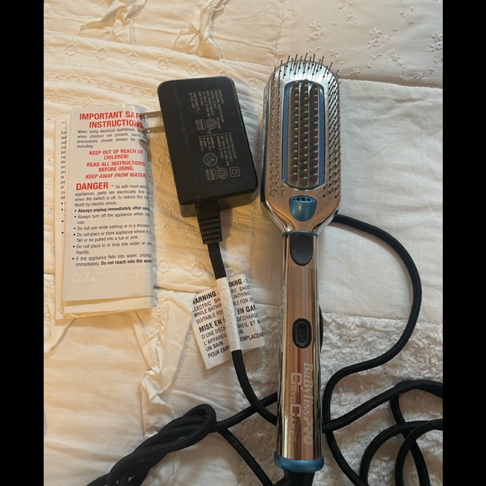 BaByliss Chrome and Blue Heated Straightening Brush